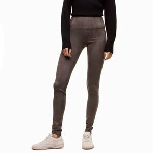 Aritzia Wilfred Daria Taupe Vegan‎ Suede High-Rise Leggings Pants Size Medium